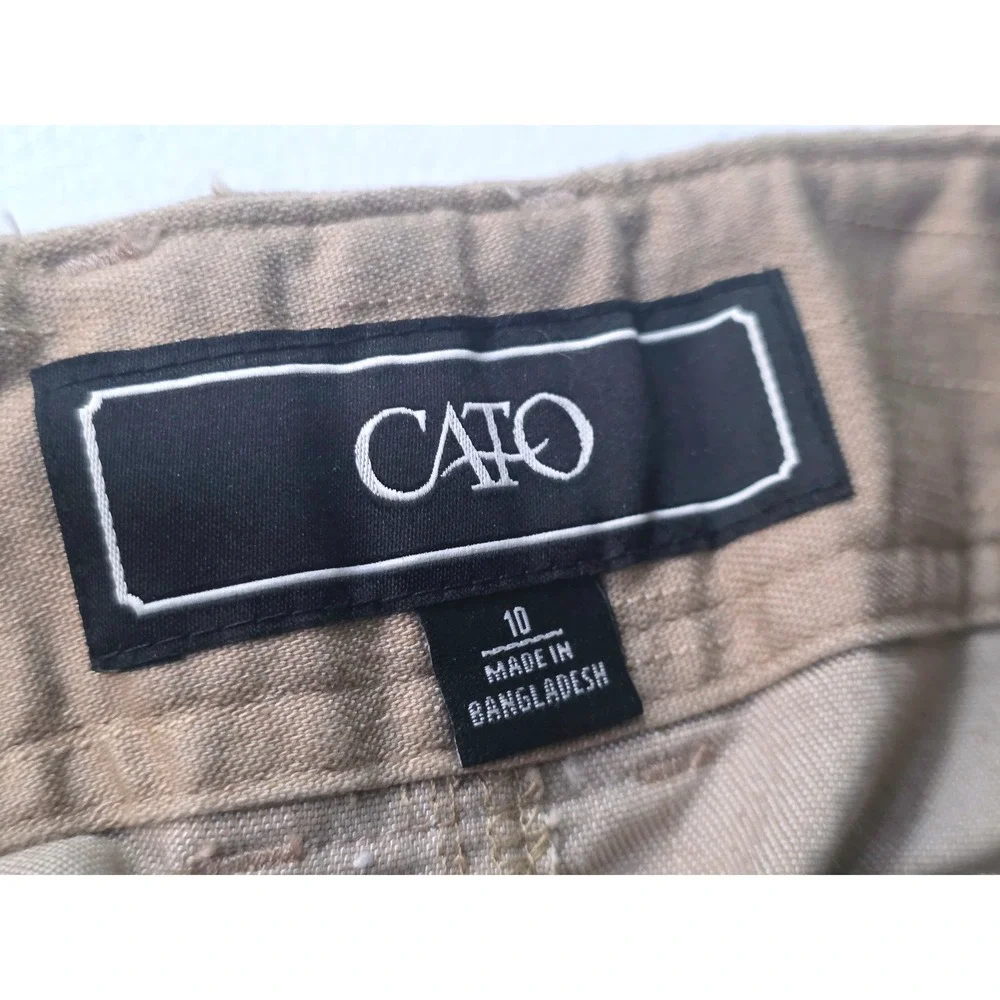 Cato Womens Size 10 Tan Khaki Utility Midi Skirt Cotton Blend Pockets Career - Picture 6 of 7